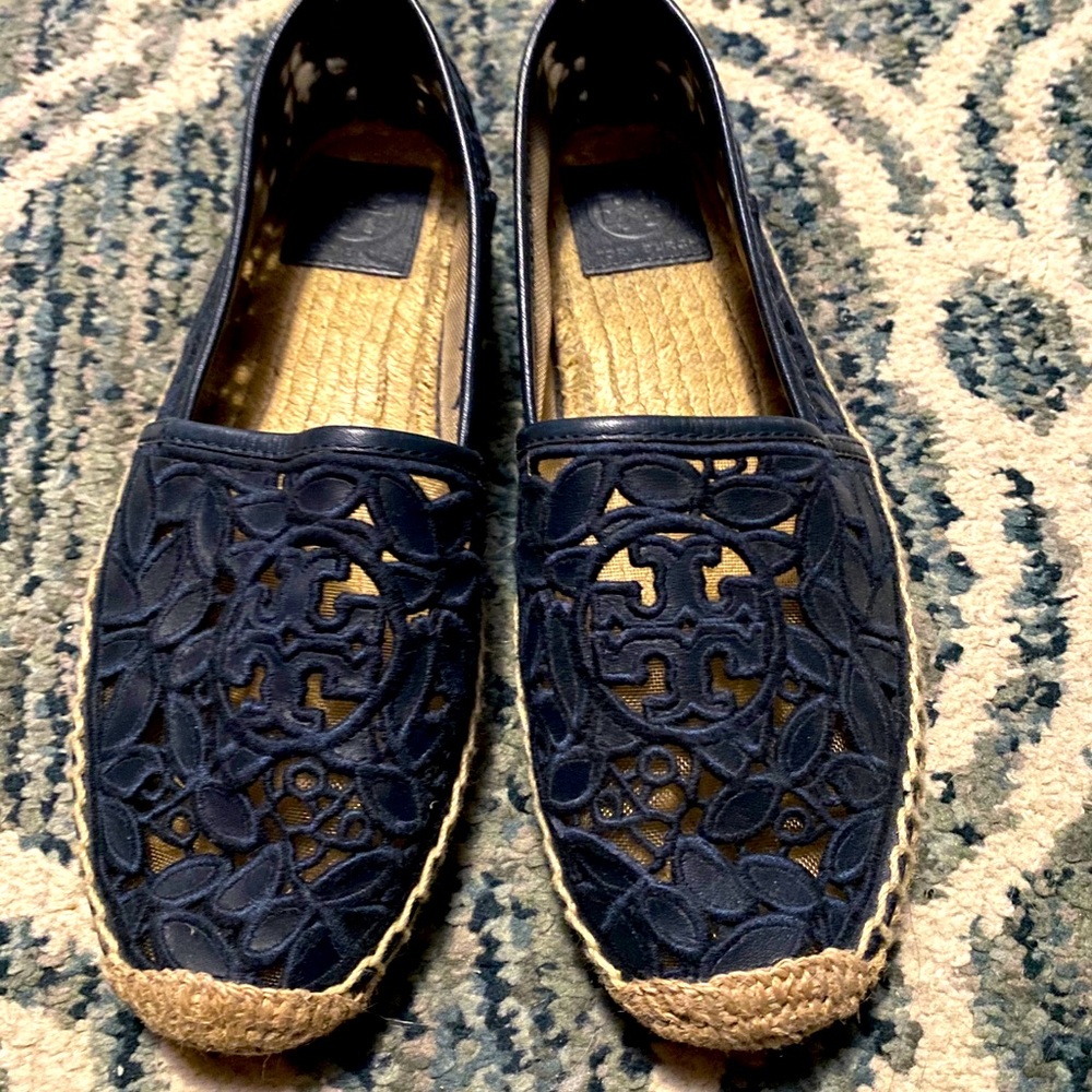 Tory Burch Navy Lace Espradilles Size 7